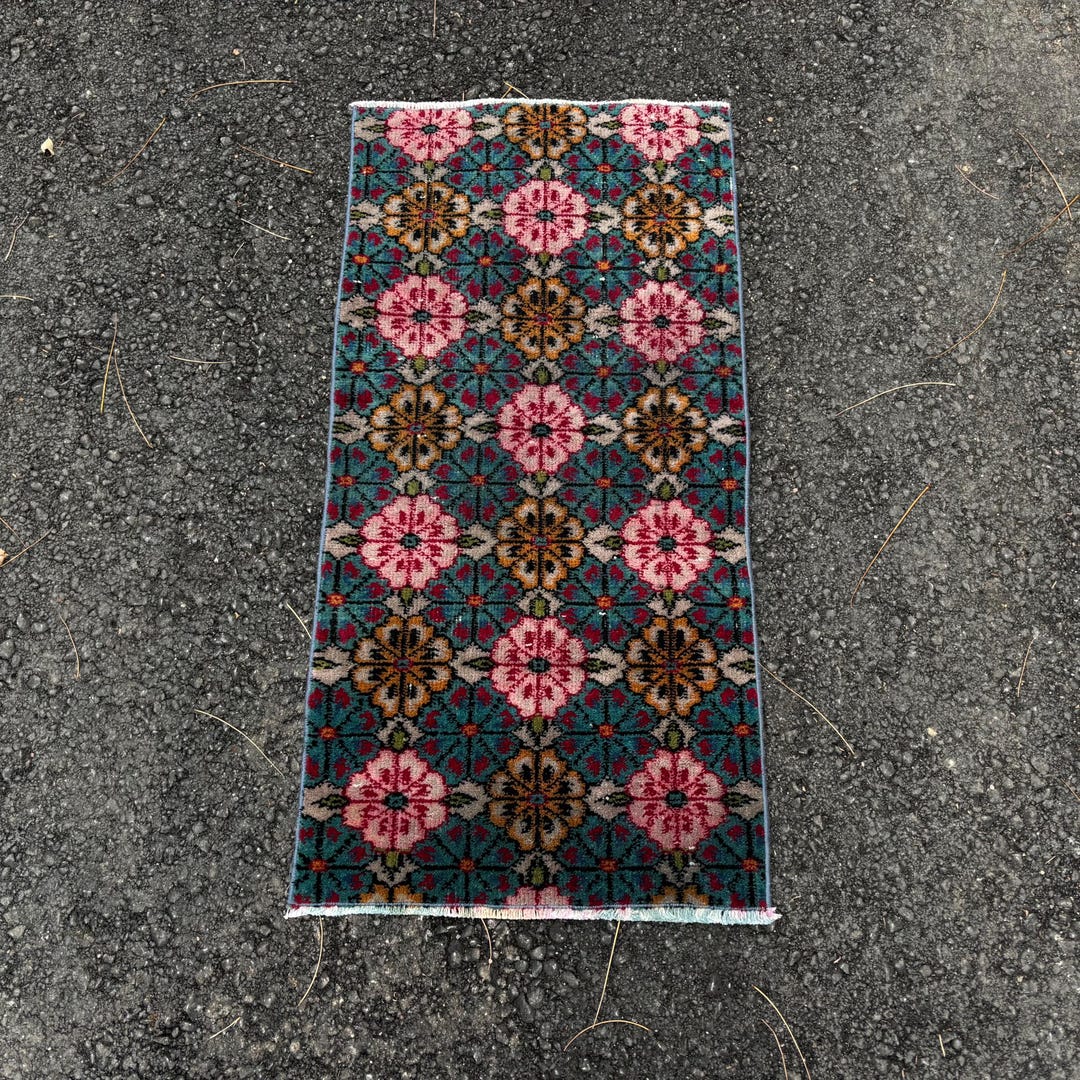Turkish Small Rug, Vintage Rug, 1.6x3.2
