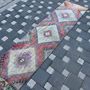 Turkish Runner Rug, Vintage Runner Rug, Kitchen Rug, Hallway Rugs, 2.0" x 8.2" FT Patchwork Rug, Handmade Rug, Oushak Rugs