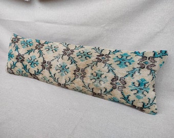 kilim lumbar pillow, handmade rug pillow, boho rug pillow, throw rug pillow, long lumbar pillow, vintage rug pillow, carpet pillow