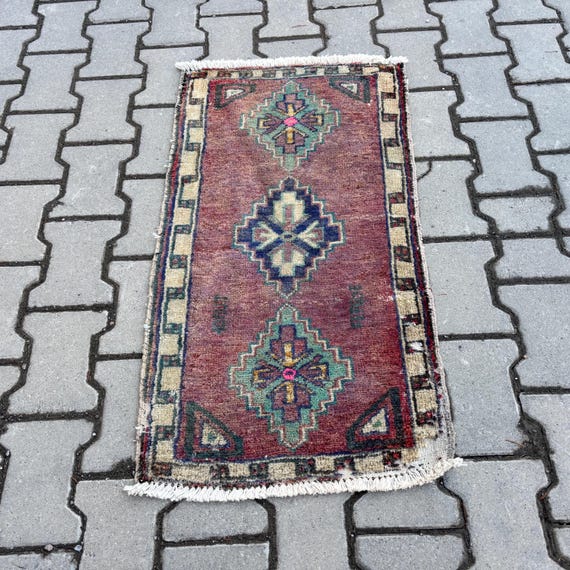 Small Turkish Rug, Vintage Doormat Rug, Ethnic Doormat Rug, 1.7x3