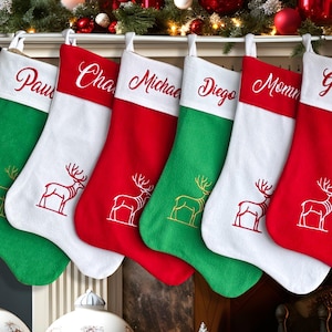 Personalized Family Christmas Stockings, Embroidered Christmas Stocking, Custom Stockings With Name, Monogram Stocking, Holiday Decor Gift