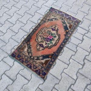 Vintage Small Rug, 1.7×3.3 Handmade Rug, Small Oushak Rug, Turkish Mini Rug, Bathroom Rug, Anatolian Mini Rug, Tiny Rug, Turkish Rug Small