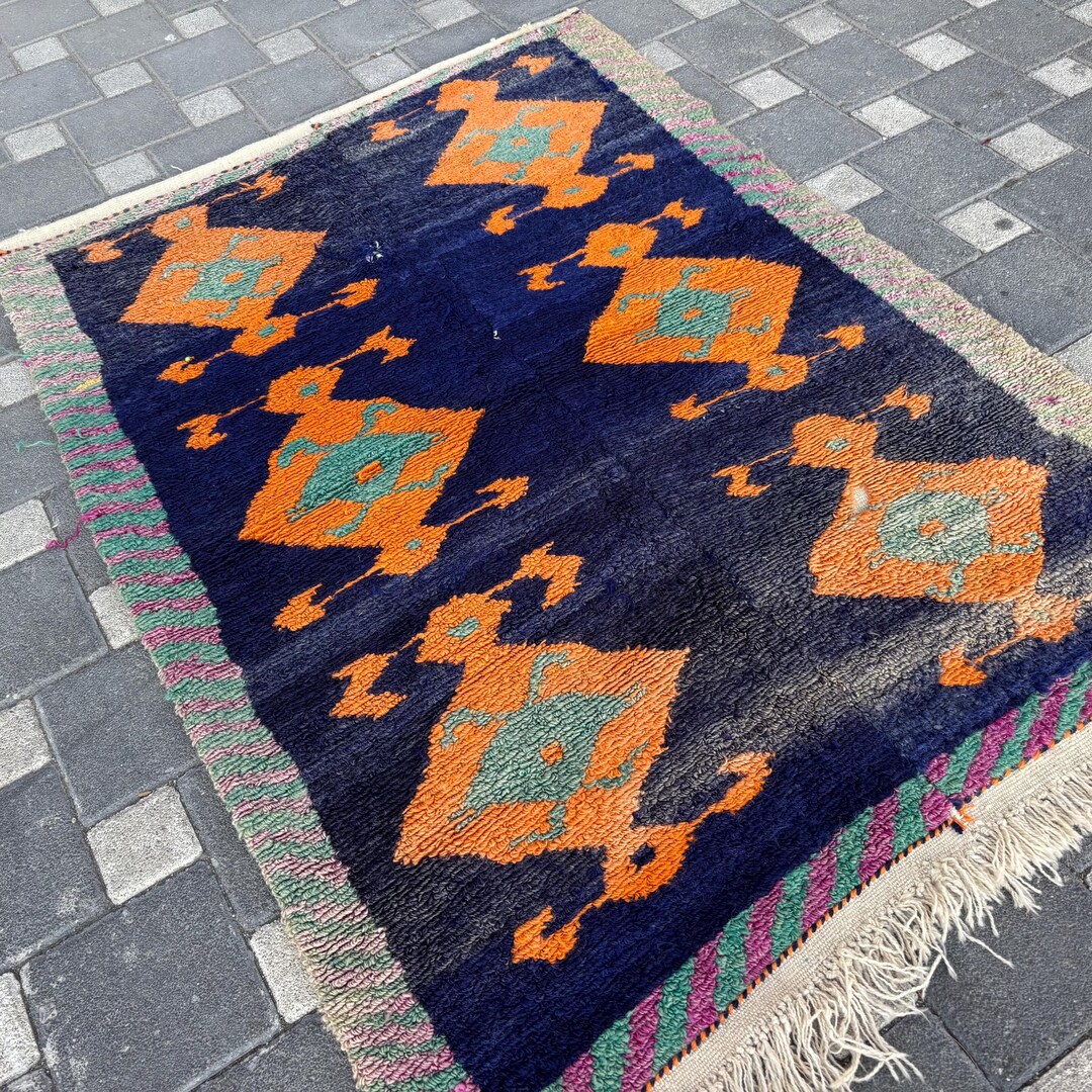 Turkish Rug 3.8' X 5.1 ' , Vintage Area Rug, Oushak Rug, Handknotted ...