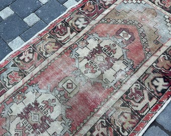 Vintage Runner Rug, Turkish Rug, Entry Hallway Rug, Corridor Rug, Handmade Rug, Kitchen Rug, Runner Rug, Long Stair Rugs, Oushak Rug