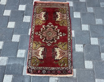 Alfombra pequeña turca, 3,3 x 1,7 Alfombra pequeña vintage, Alfombra pequeña Oushak, Alfombra de baño, Alfombra pequeña, Mini alfombra, Alfombra turca para dormitorio, Alfombra de entrada