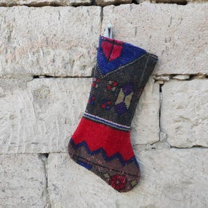handmade kilim stocking / christmas stocking / holiday sock / christmas gift / santa socks / fireplace stocking / kilim stocking / rug sock