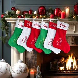Personalized Christmas Stocking, 2024 Embroidered Christmas Stocking, Family Christmas Stocking, Fireplace Stocking, Holiday Stocking