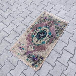 Vintage Small Rug, Turkish Rug, Handmade Rug, Door Matt Rug, Oriental Rug, Decorative Vintage Rug, Mini Rug, Bathroom Rug