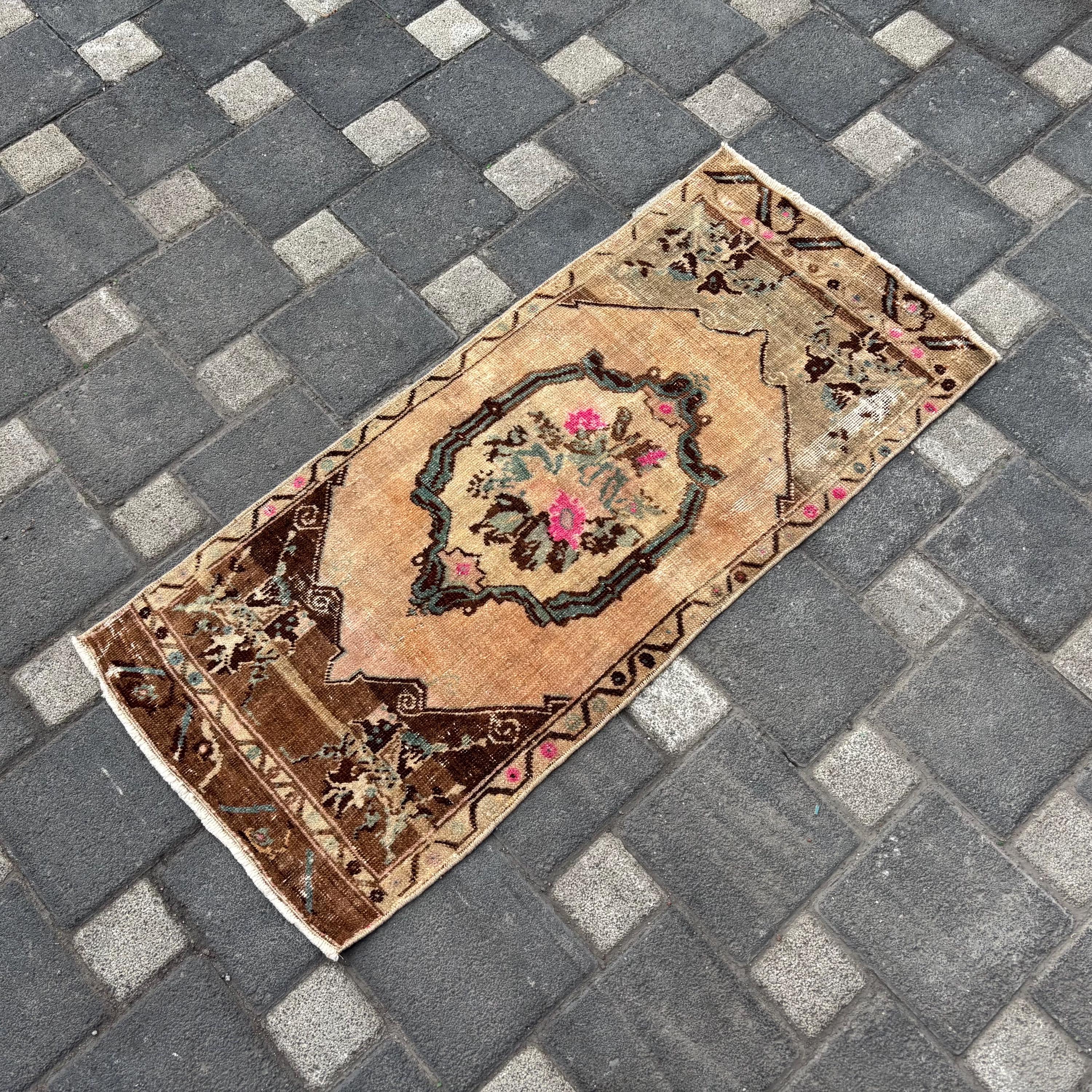 Turkish Small Rug, Vintage Small Rug, 1.6x3.6 