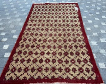 Vintage Area Rug, 4.9x8.6 Turkish Rug, Oriental Rug, Handknotted Rug, Wool Rug, Bedroom Rug, Oushak Wool Rug, Handmade Rug, Living Room Rug