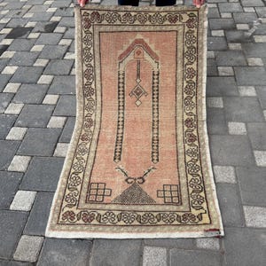 Mały dywanik turecki, dywanik vintage, dywanik etniczny, mały dywanik 2,3 x 3,7 stopy, dywanik łazienkowy, dywan Oushak, dywan ręcznie robiony