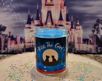 Kiss the Girl Candle – Little Mermaid Soy Candle – Warm Cinnamon & Sugared Chestnut Scent – Disney Romance Gift