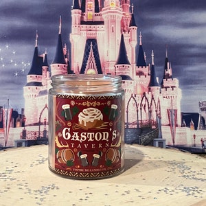 Gaston&#39;s Tavern Candle-Warm Glazed Cinnamon Roll Scent-Disney Decor For Home-Fall Disney Decor-Magic Kingdom Fantasyland-Beauty AndThe Beast