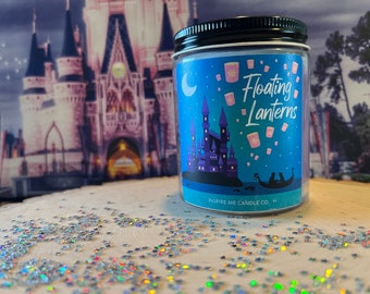 Tangled Floating Lanterns Candle – Lavender Lemon Soy Candle – Rapunzel Lantern Gift & Home Decor