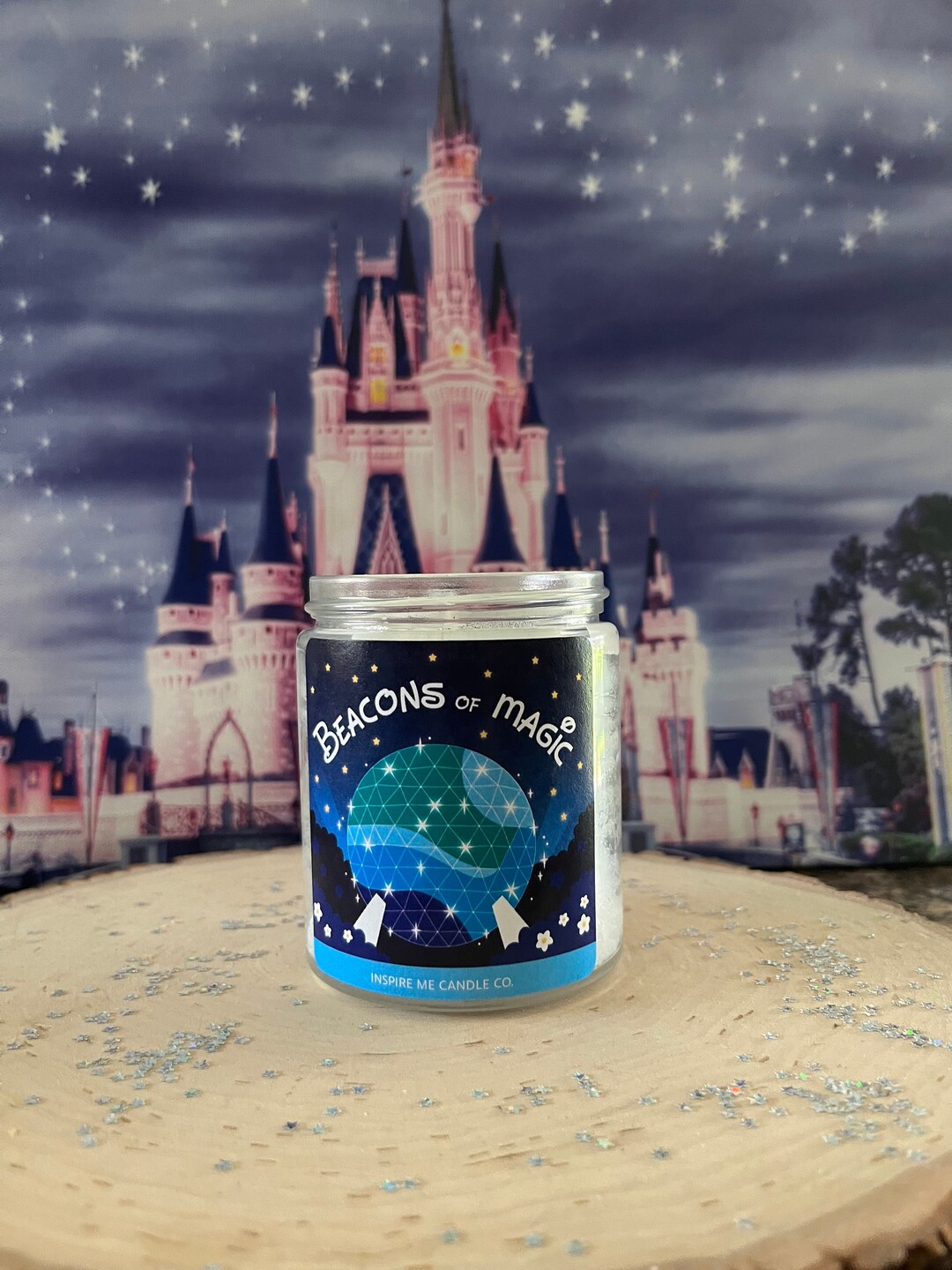 EPCOT Candle-becons of Magic Decor-magic Disney Sparkle Candle-spaceship  Earth Attraction-epcot Night Fireworks Show-disney Epcot Gift 