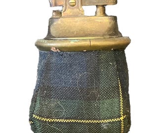 Tabletop Lighter Brass w Leather Beanbag Base Japan