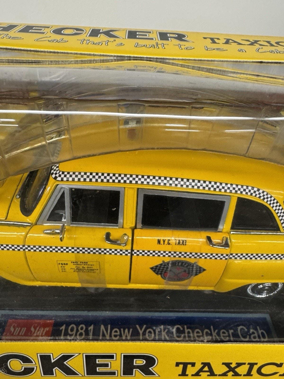 1981 New York Checker Taxi Cab Yellow Sunstar 1/18 Scale