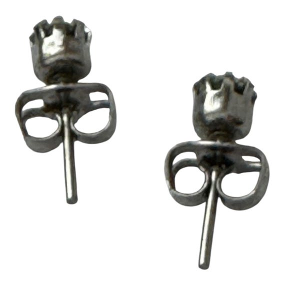 Round Rhinestone Silver Tone Stud Post Earrings V… - image 3