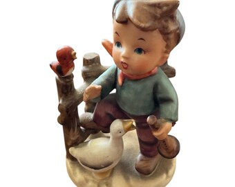 Erich Stauffer Boy Bugle And Goose Hummel like Figurine