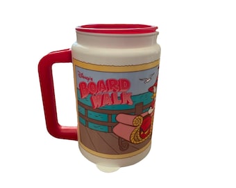 Disney Donald Duck & Daisy Boardwalk Coca Cola  Whirley Plastic Mug Cup Lid USA