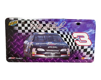 Placa de matrícula metálica vintage de Dale Earnhardt Fan Fueler, década de 1990