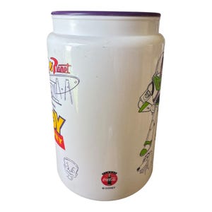 Vintage Disney Pixar Toy Story Buzz Lightyear Pizza Planet Coca-Cola-mok met deksel afbeelding 3
