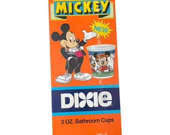Vintage Dixie Disney Mickey Mouse 60th Birthday 3oz Bathroom Cups 200 Count NEW