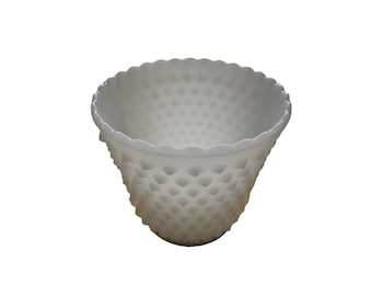 Vaso per fioriera Fenton Hobnail Milk Glass Jardinière #3898 Bordo smerlato vintage