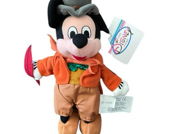 Disney Store Mickey Mouse Bob Cratchit 9" Bean Bag Plush Exclusive Christmas