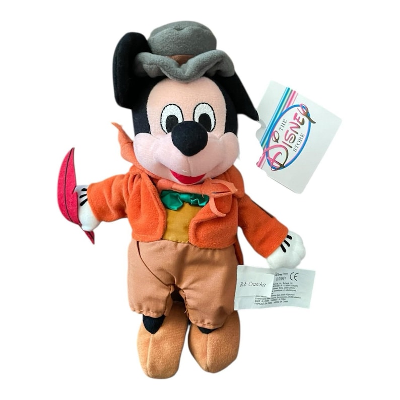 Disney Store Topolino Bob Cratchit 9" Bean Bag di peluche esclusivo di Natale immagine 1