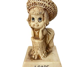 I Care Dreamy Eyed Girl Admiring Dreaming In Awe Love 1976 W & R Berries 9106