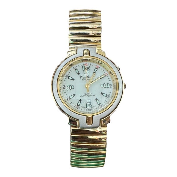 RARE Pierre Nicol 25mm Rhinestones Embedded Bezel Bracelet Stainless Steel Watch Vtg pierre nicol watch - Gem main image 3