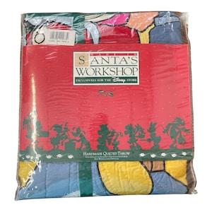 Disney Santa's Workshop Handgefertigte Gesteppte Decke Mickey Minnie Mouse Bild 1