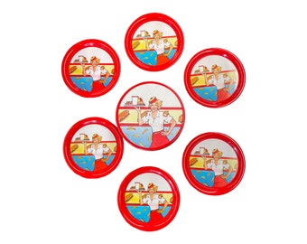 Car Hop design 1950s look metal coaster 6 piece set