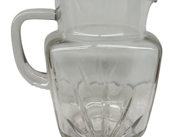 1950s Vintage Federal Clear Glass Square Juice Pitcher 1Qt Company Star MCM