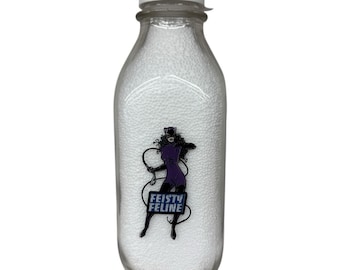 Catwoman Feisty Feline Quart Milk Bottle 1999 DC Comics