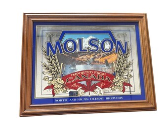 Vintage Molson Beer Framed Mirror Canada Ale North Americas Oldest Brewery 20x16