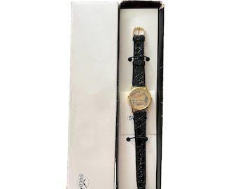 Dale Earnhardt 6 Time Winston Cup Champion Sweda Watch Black Leather Mens