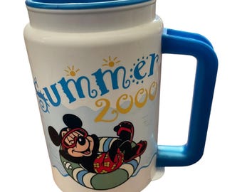 Walt Disney World Summer 2000 Coca-Cola Travel Mug Mickey Minnie Goofy Pool Cup