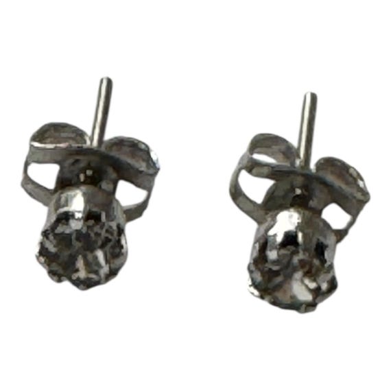 Round Rhinestone Silver Tone Stud Post Earrings V… - image 2