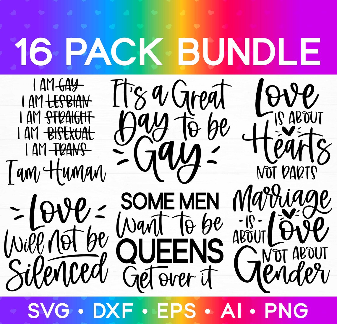Gay Pride SVG Bundle Gay Svg Pride Svg Rainbow Svg LGBT - Etsy