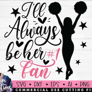Her Number 1 Fan SVG, Cheer SVG, Cheerleading SVG, Megaphone svg, cheer team svg, cheerleader girl svg, cheer mom svg, dxf, png