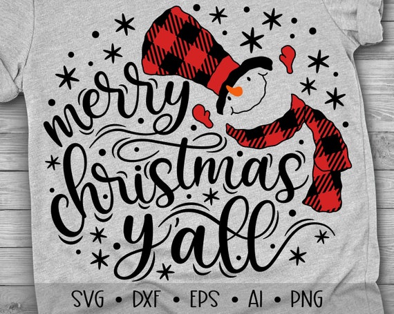 Download Merry Christmas Y All Svg Snowman Svg Buffalo Plaid Svg Etsy