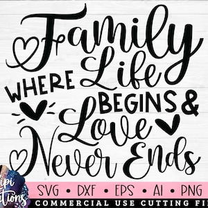 Where Love Begins Svg, Home Svg, Family SVG, Rustic Farmhouse Sign, Farmhouse quote, Family Quotes, Family sign, Home decor svg, dxf, png
