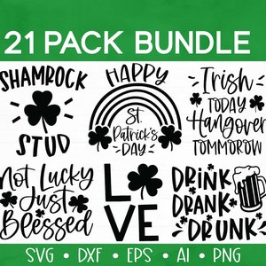 St Patrick&#39;s SVG Bundle, Shamrock Svg, St Patrick&#39;s Day Svg, Clover Svg, Lucky Svg, Happy Saint Patrick&#39;s Day Svg, Eps, Dxf, Png