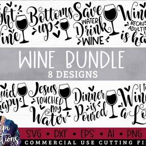 Wine Bundle SVG, Wine SVG, Wine Lovers Svg, Wine Sayings Svg, Wine Glass Svg, Funny Drinking, Wine Quote Svg, Liquid Therapy Svg, Dxf, Png