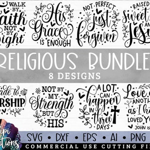 Pacote Religioso SVG, Designs Svg Cristãos, Fé Svg, Orar Svg, Versículo Bíblico Svg, Jesus Svg, Perdoado, Feito para Adorar, Eps, Dxf, Png,