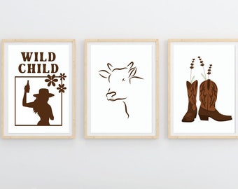 Western Cowgirl Wall Art | Wall Prints | Room Decor | Dorm Art | Dorm Room Decor