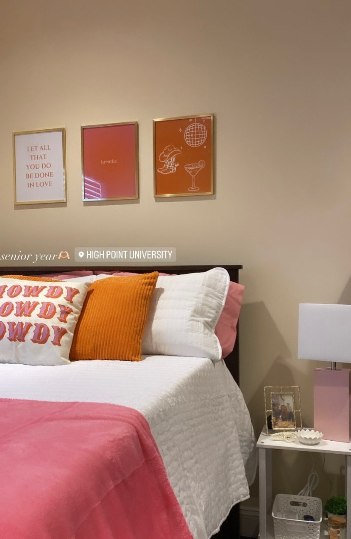 Orange and Pink Wall Art Aesthetic Wall Art Fun Wall Art Designs Dorm