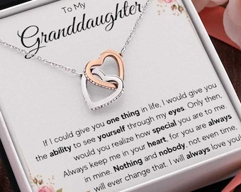 Gifts for adult granddaughter from grandmother and grandpa graduation birthday present Interlocking Necklace with Message Card and Gift Box